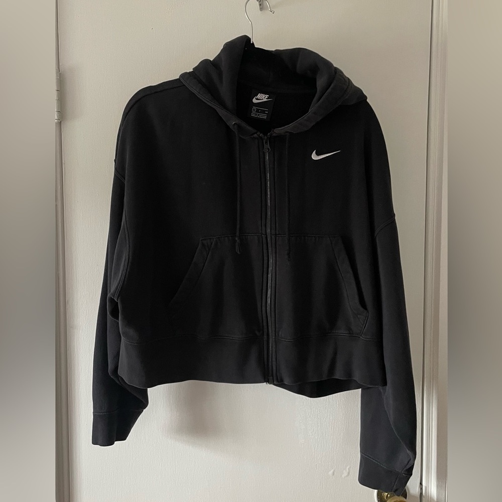 Nike Black Cropped Oversized Hoodie